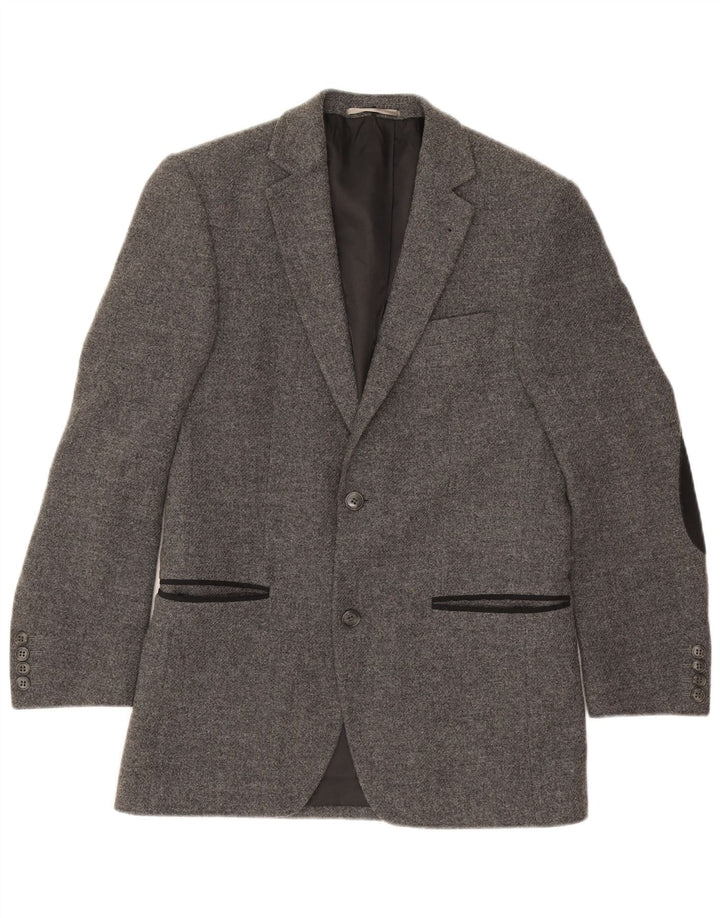 Vintage męska marynarka zapinana na 2 guziki IT 46 mała szara wełna