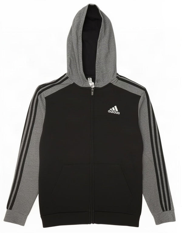 Adidas Męski sweter z kapturem i zamkiem błyskawicznym Średni czarny, bawełniany, z blokami kolorów
