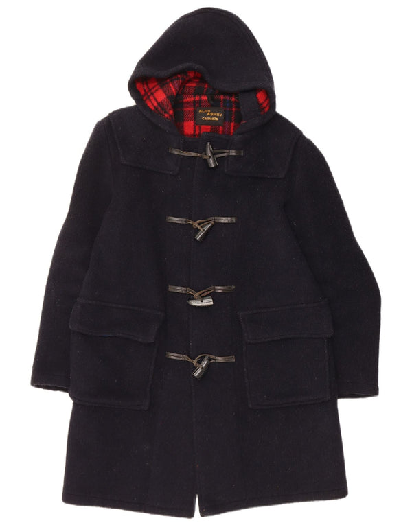 Vintage męski płaszcz z kapturem UK 38 średni granatowy