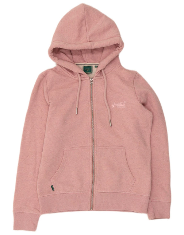 Damski sweter z kapturem i zamkiem Superdry UK 12, średni różowy, bawełniany