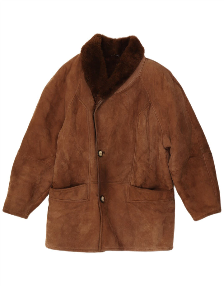 Vintage męska kurtka Shearling IT 48 Średni brązowy Shearling