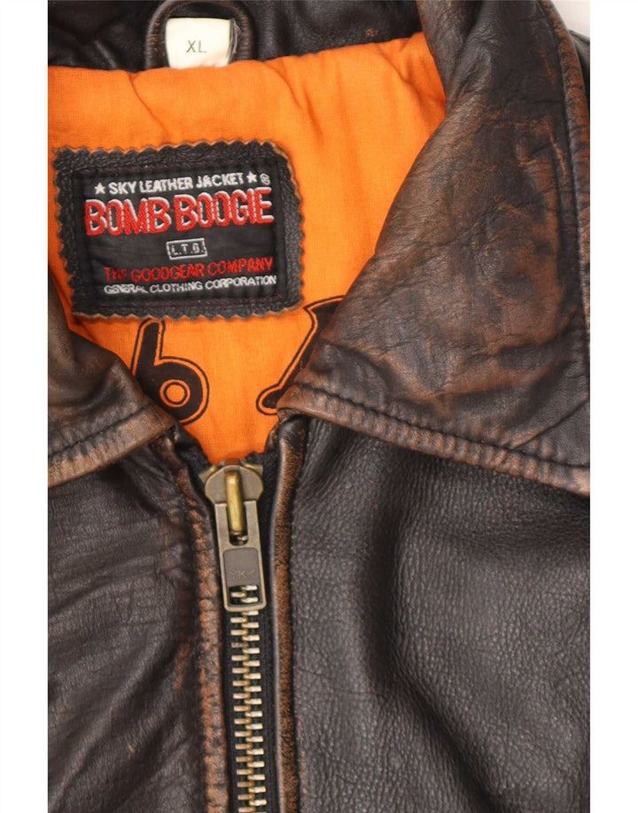 Męska skórzana kurtka bomber Bomboogie UK 42 XL, brązowa skóra