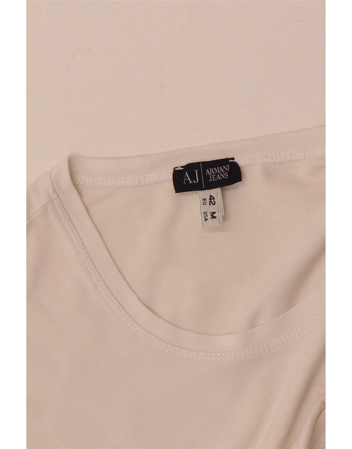 Damski top z długim rękawem Armani Jeans UK 12, średni biały