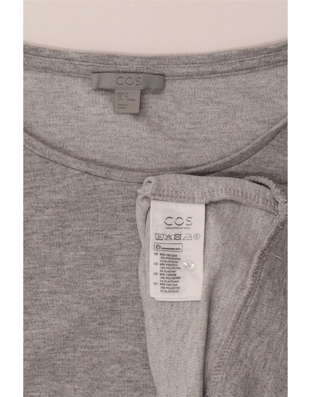 Cos Damski top oversize z długim rękawem UK 14, średnioszara, nakrapiana wiskoza