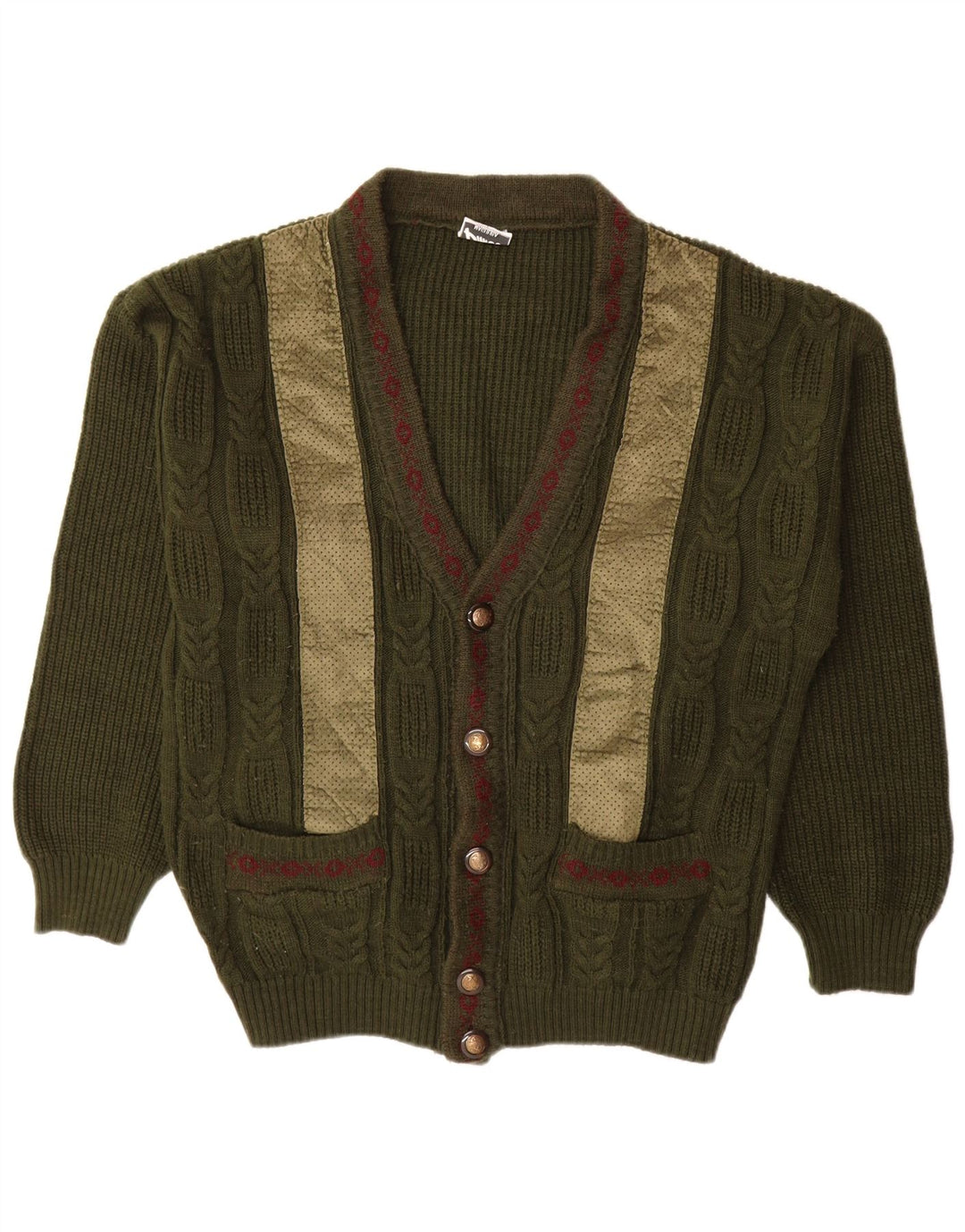 PIMET Męski sweter rozpinany XL Khaki Geometryczny