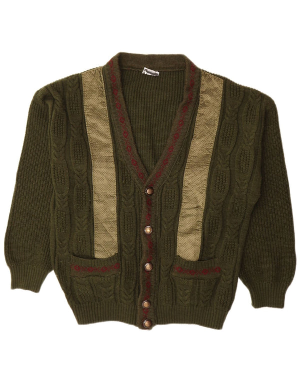 PIMET Mens Cardigan Sweater XL Khaki Geometric