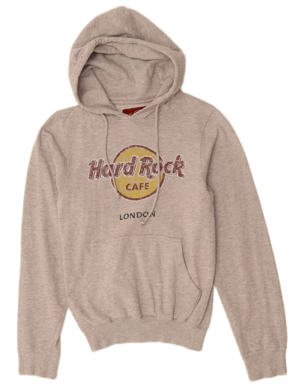 Damska bluza z kapturem Hard Rock Cafe London Graphic, UK 8, mała, szara, nakrapiana