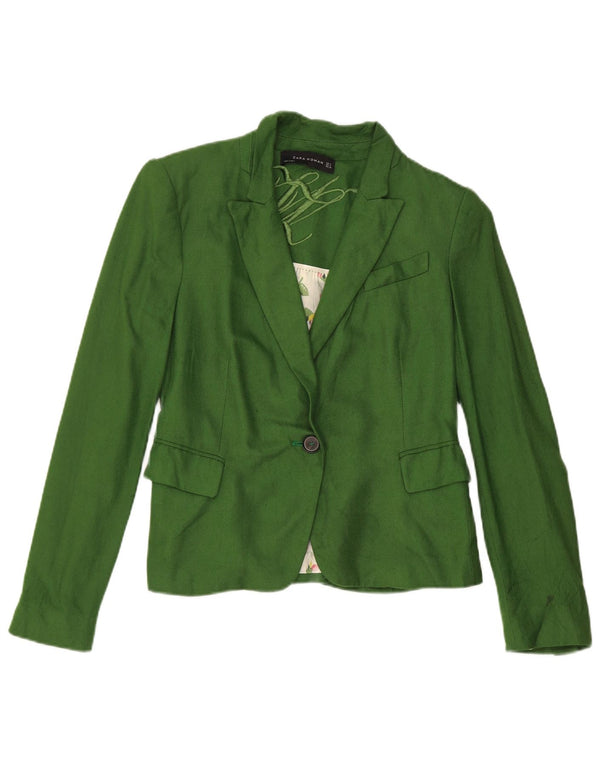 Zara Womens 1 Button Blazer Jacket UK 12 Medium Green