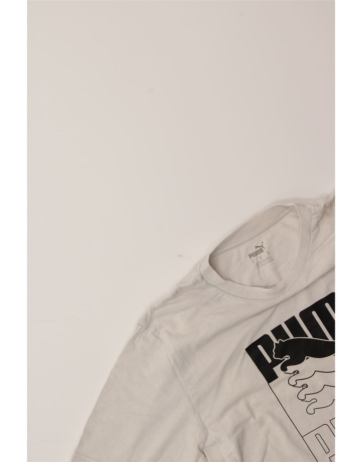 PUMA Mens Graphic T-Shirt Top Medium White Cotton Vintage Puma and Second-Hand Puma from Messina Hembry 