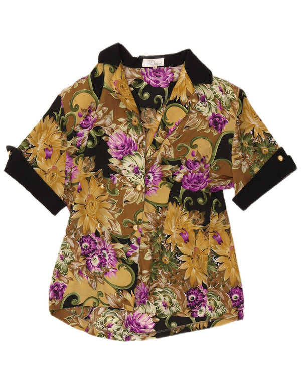 Damska bluzka koszulowa CAROLINA PEDRJONI UK 16, duża, wielokolorowa w kwiaty