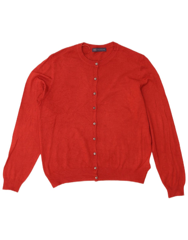 Marks & Spencer Damski sweter kardigan UK 14, duża, czerwona wiskoza