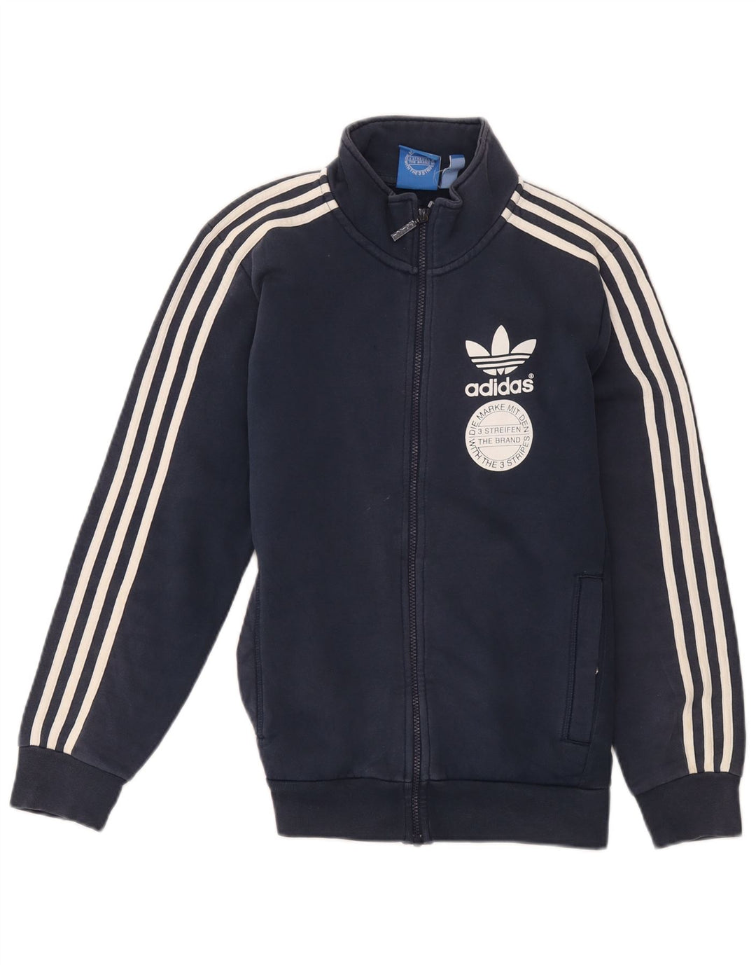 Adidas Męska bluza dresowa z grafiką, mała, granatowa, bawełniana
