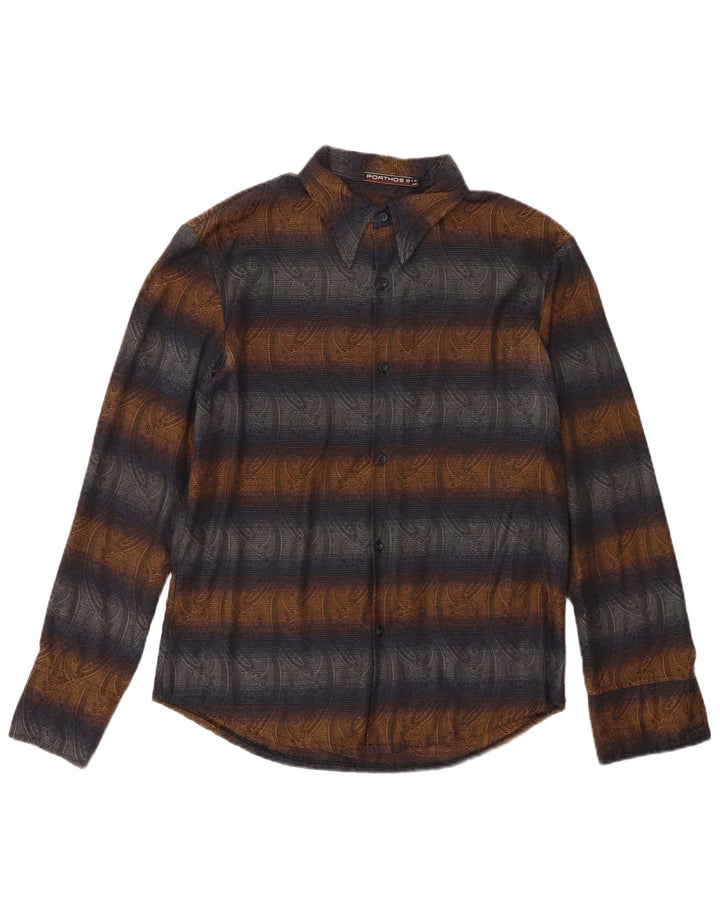 Koszula męska w stylu vintage, średni granatowy poliester Paisley