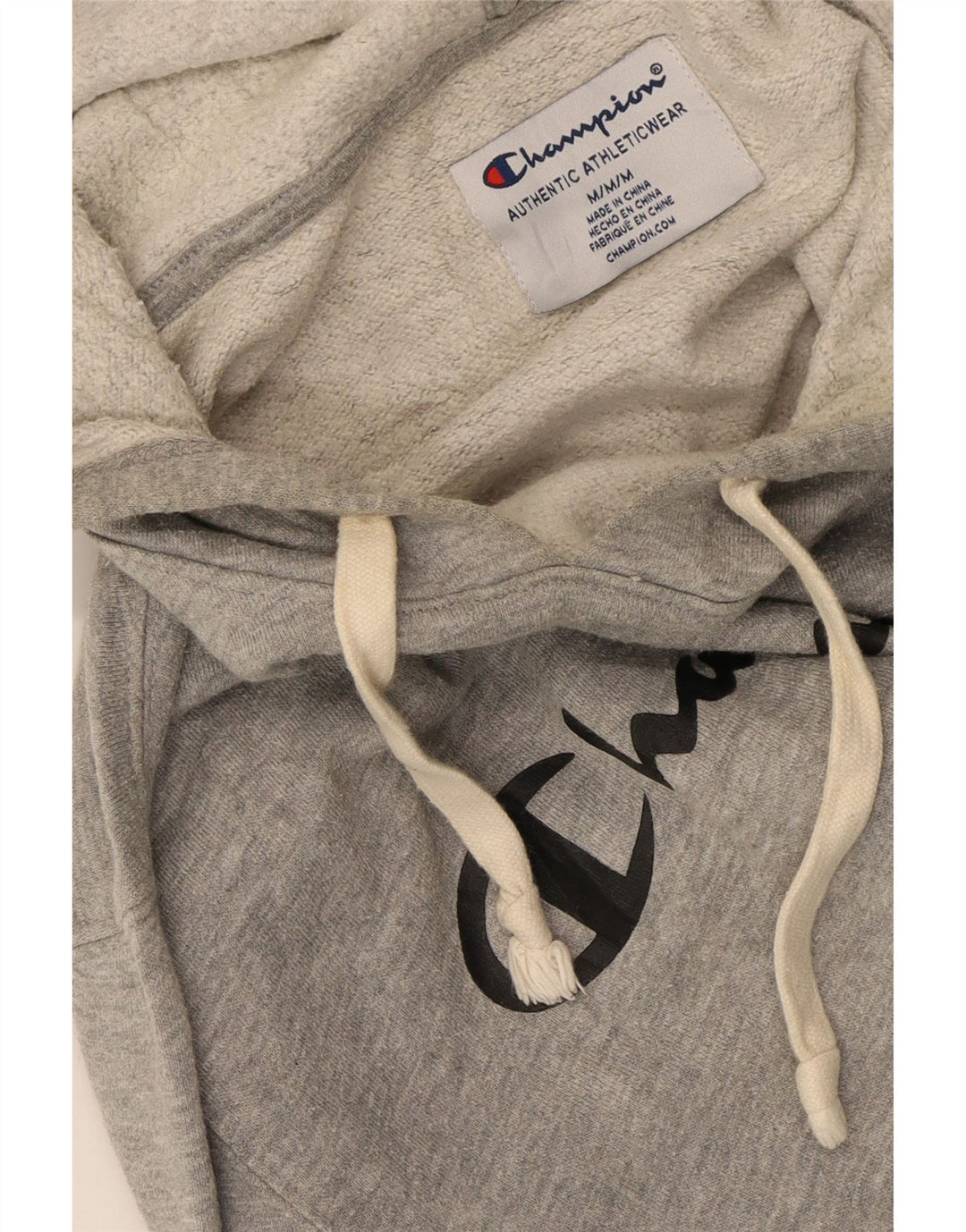 CHAMPION Mens Graphic Hoodie Jumper Medium Grey Cotton Vintage Champion and Second-Hand Champion from Messina Hembry 