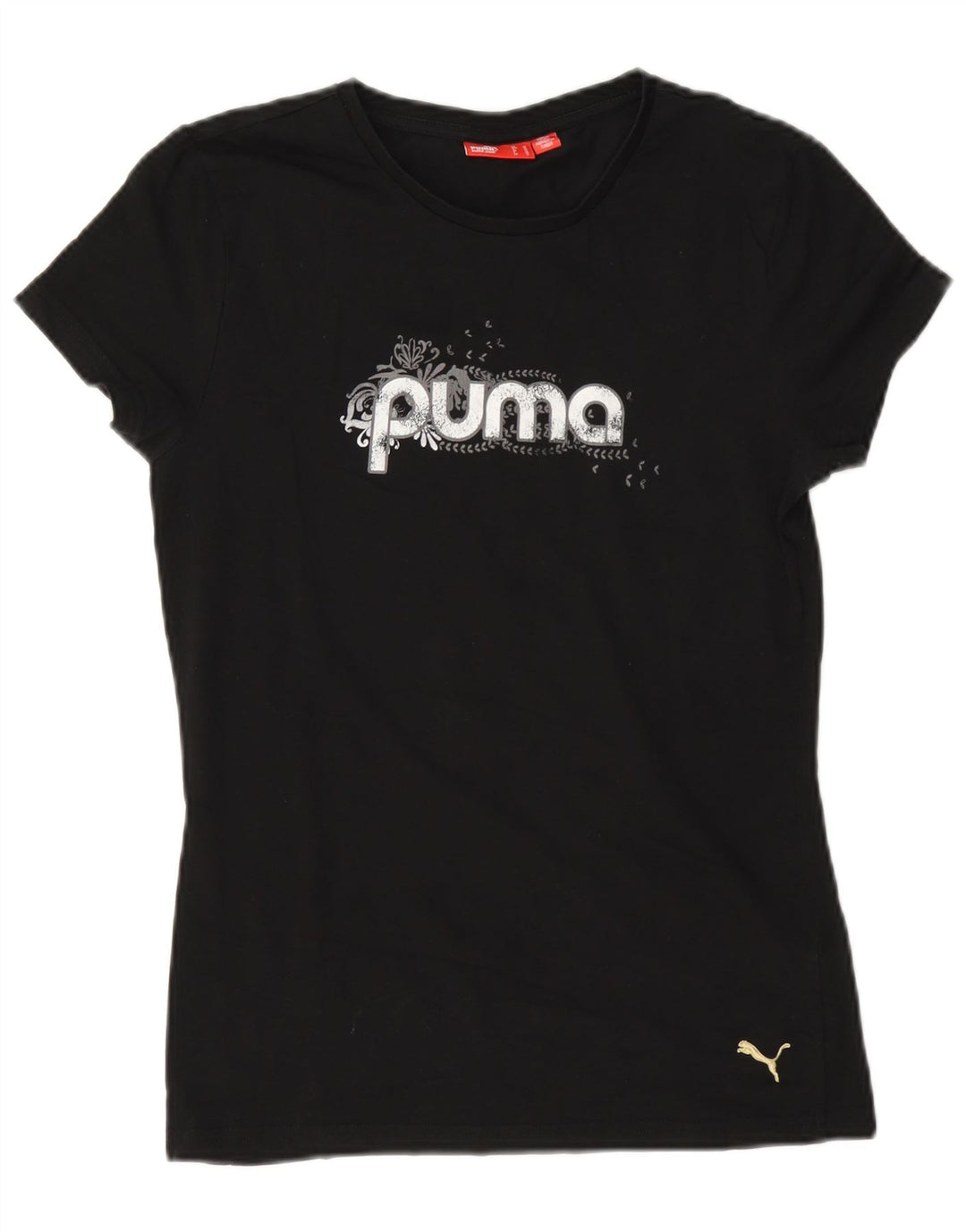 Damska koszulka Puma Regular Graphic Top UK 12, średnia czarna bawełna
