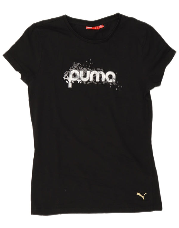 Damska koszulka Puma Regular Graphic Top UK 12, średnia czarna bawełna