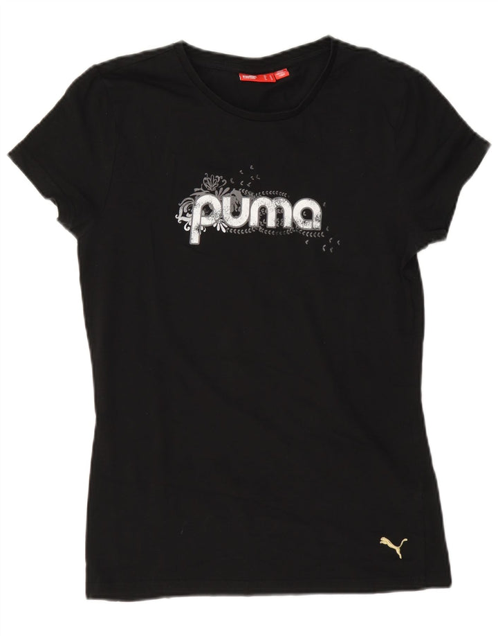 Damska koszulka Puma Regular Graphic Top UK 12, średnia czarna bawełna