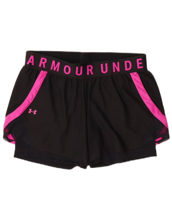 Damskie spodenki sportowe UNDER ARMOUR Heat Gear UK 14, duże, czarne, z blokami kolorów