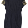 IMPERIALE DI MIMMINA Womens Sheath Dress IT 46 Large Navy Blue Silk