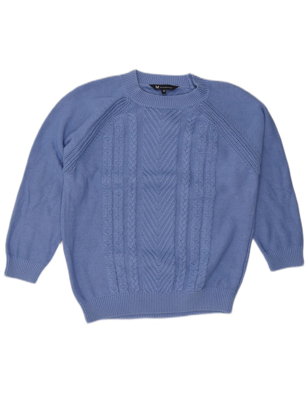 Crew Clothing Damski sweter z dekoltem w kształcie litery 3/4, UK 14, duży, niebieski, bawełniany