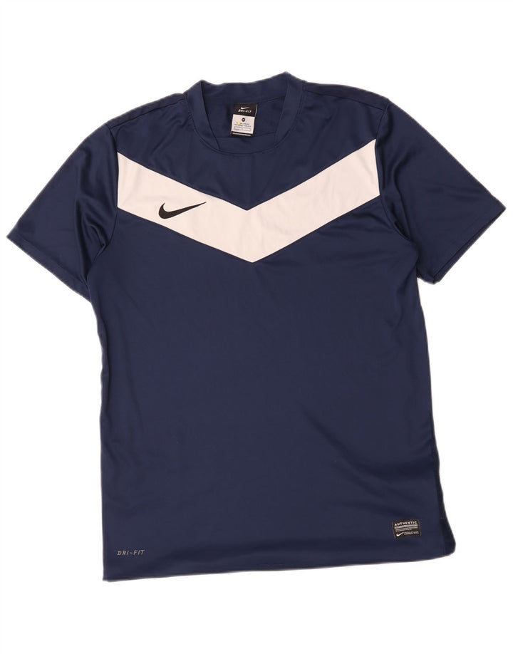 Męska koszulka Nike Dri Fit Top, średni granatowy poliester z blokami kolorów