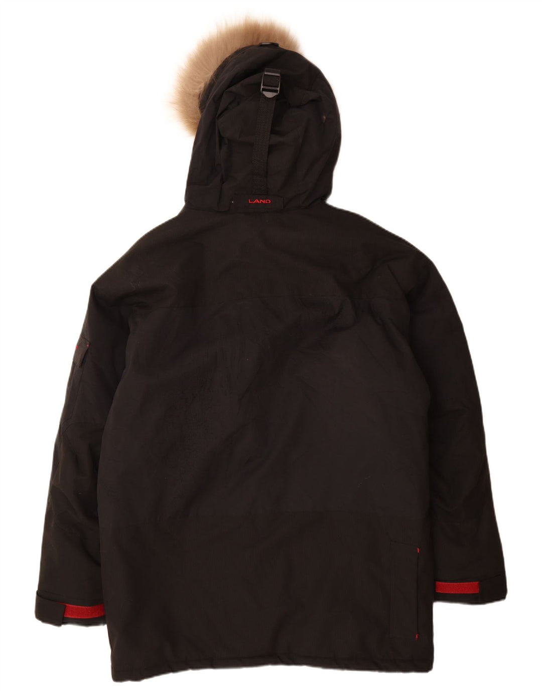 Męska kurtka parka z kapturem w stylu vintage UK 38 Średni czarny nylon
