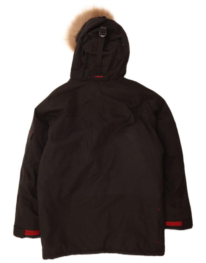 Męska kurtka parka z kapturem w stylu vintage UK 38 Średni czarny nylon