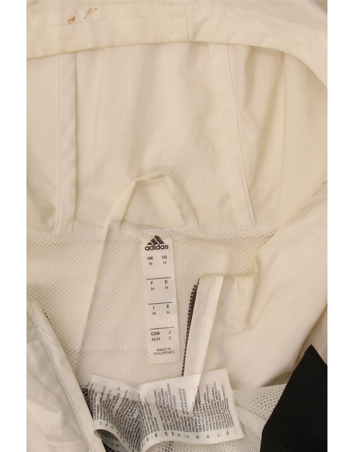 Męska kurtka przeciwdeszczowa Adidas z kapturem UK 38, średni czarny poliester z blokami kolorów