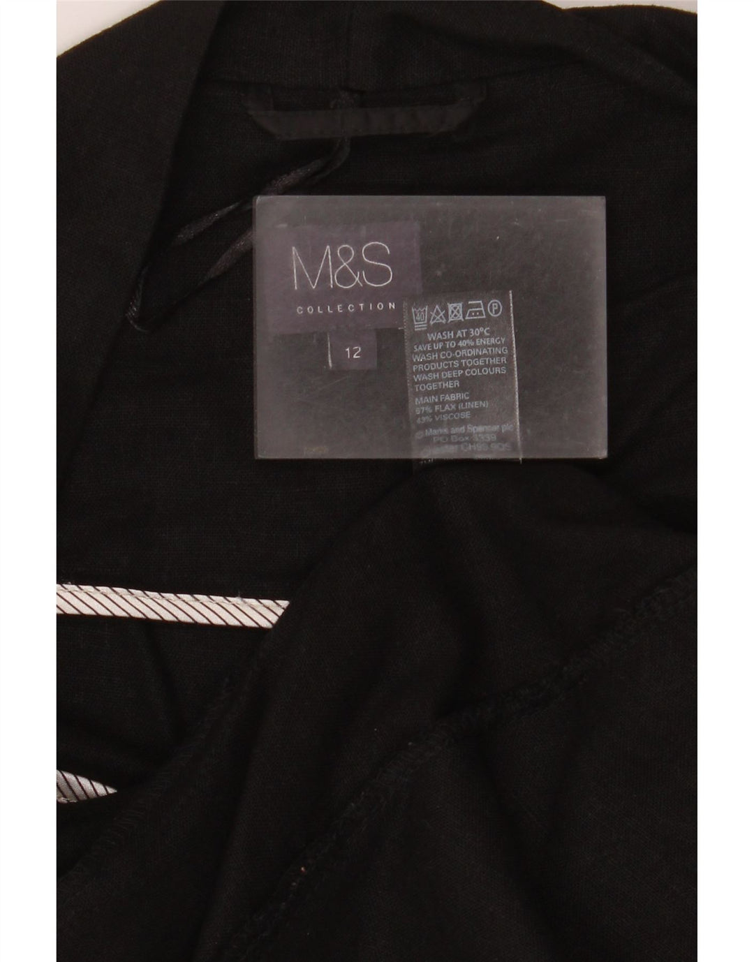 Marks & Spencer Damska otwarta marynarka UK 12, średnia czarna lniana