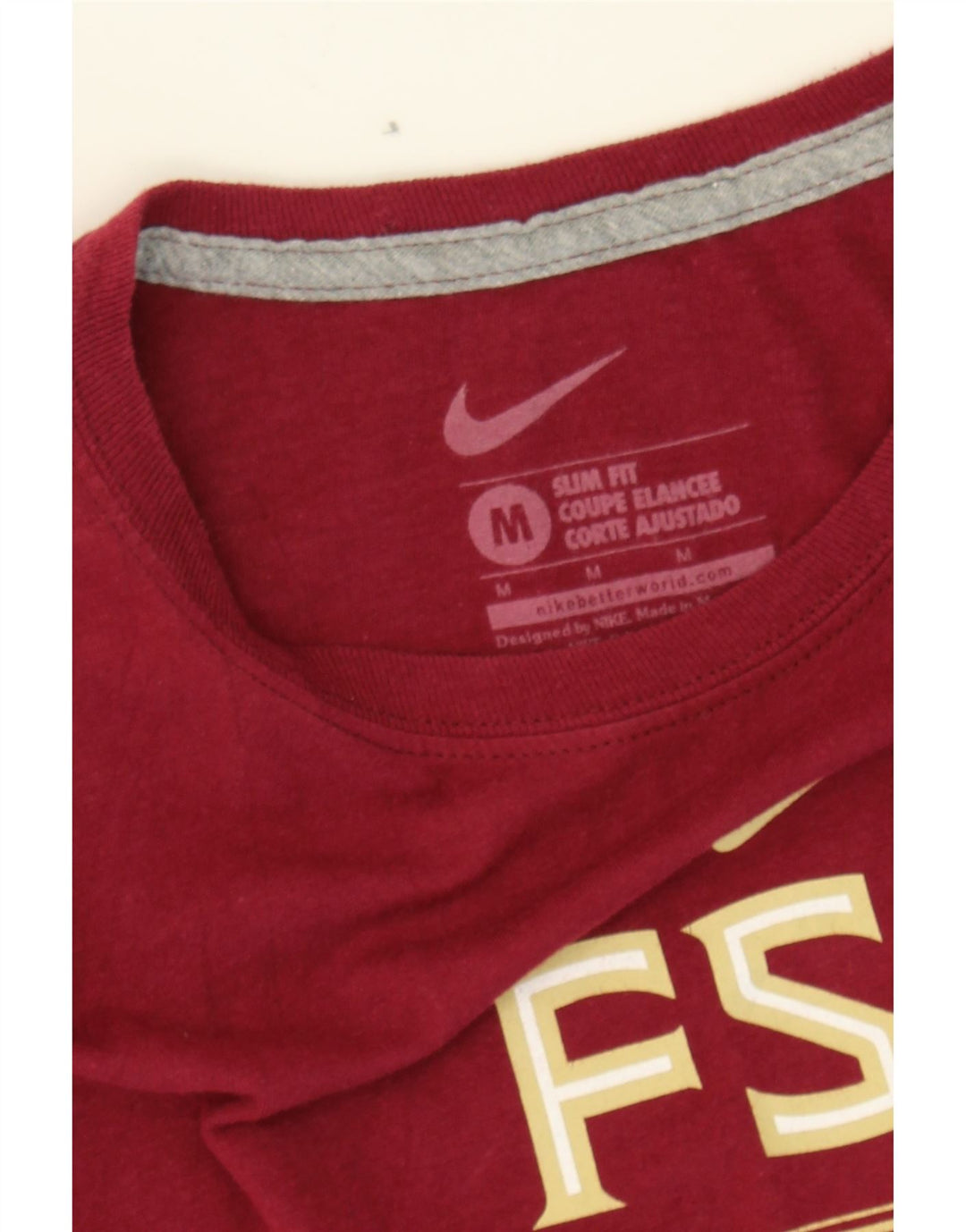 NIKE Womens Graphic T-Shirt Top UK 12 Medium Burgundy Vintage Nike and Second-Hand Nike from Messina Hembry 