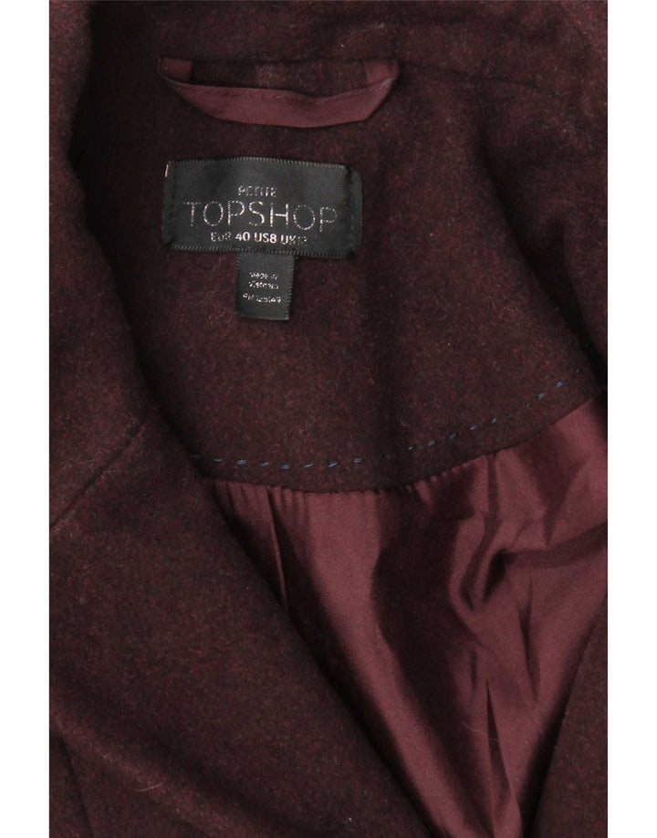 Topshop damski płaszcz UK 12, średni bordowy poliester