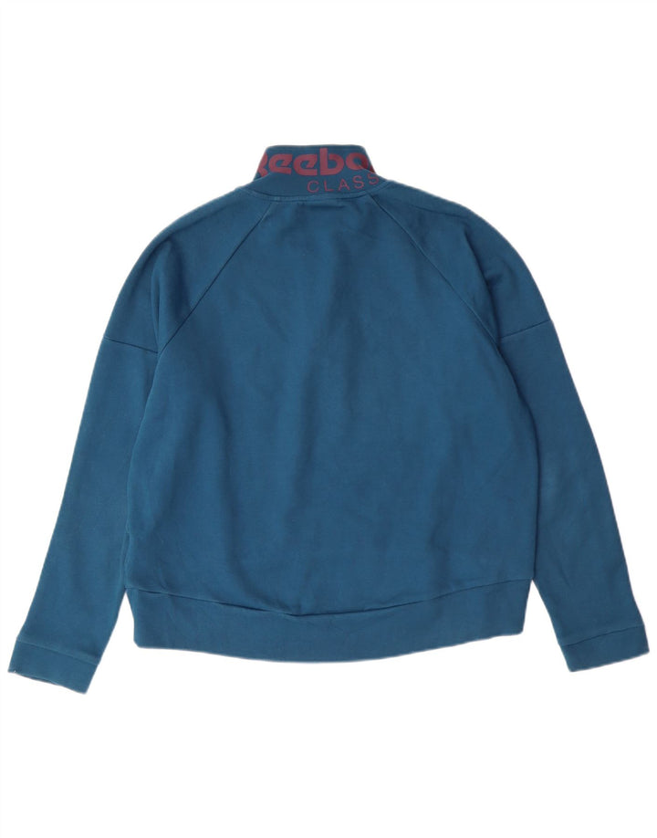 Damski sweter oversize z grafiką REEBOK UK 8/10, mały niebieski