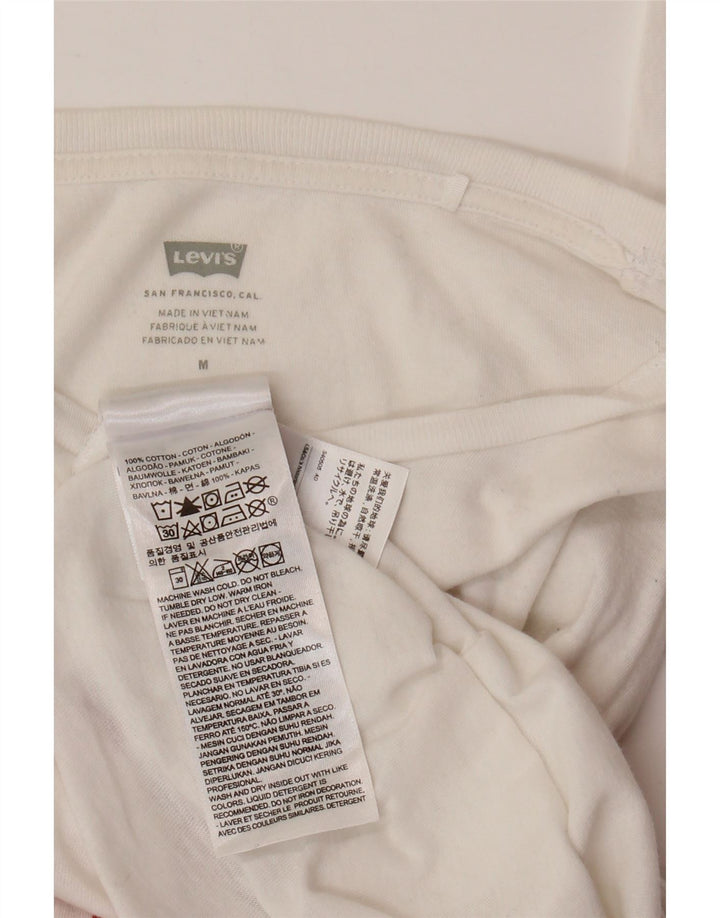 Damska koszulka z grafiką LEVI'S Top UK 12 Średnia biała bawełna