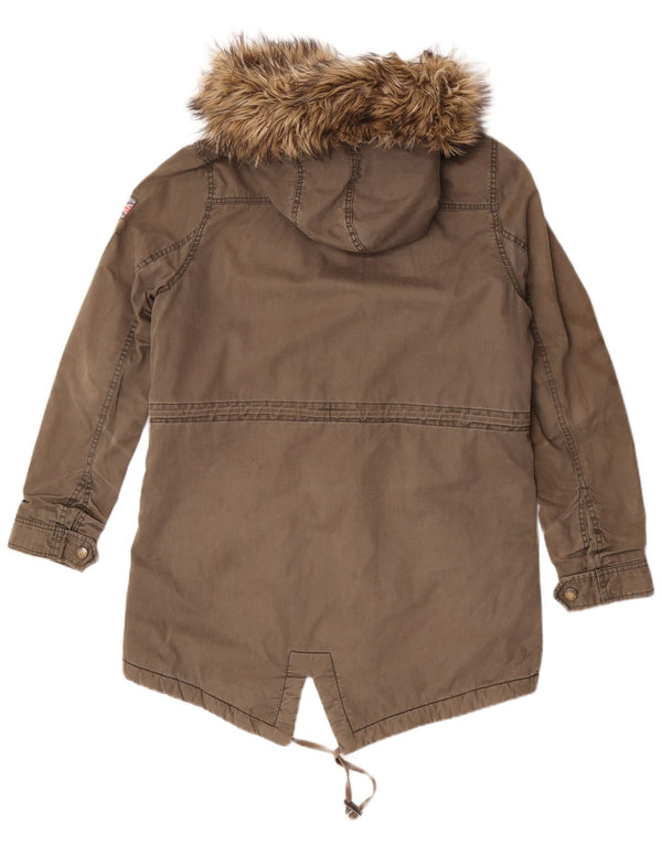 Damska kurtka parka z kapturem Superdry UK 16, duża khaki