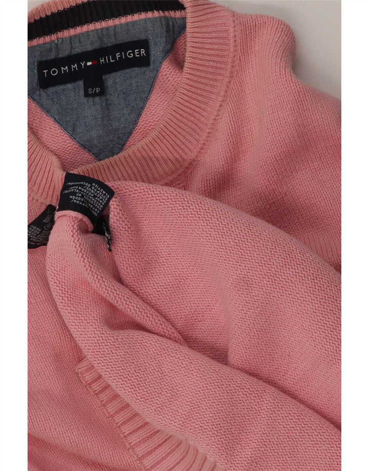Męski sweter z okrągłym dekoltem Tommy Hilfiger, mały, różowy, bawełniany