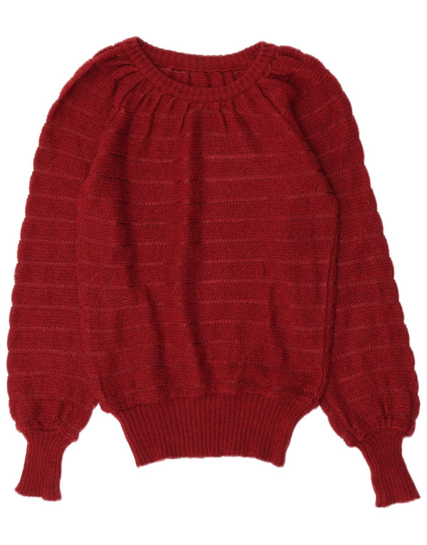 Sweter damski VINTAGE z dekoltem w łódkę UK 12 Średni bordowy