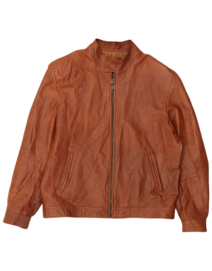 Vintage męska kurtka skórzana bomber UK 42 XL brązowa