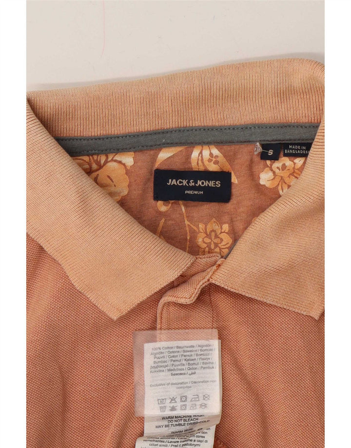 Męska koszulka polo Jack & Jones, mała, pomarańczowa, bawełniana