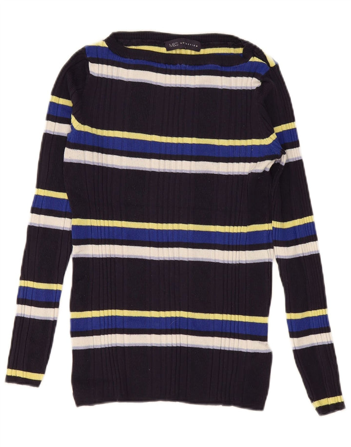 Marks & Spencer Damski sweter z dekoltem w łódkę UK 12 Średni granatowy