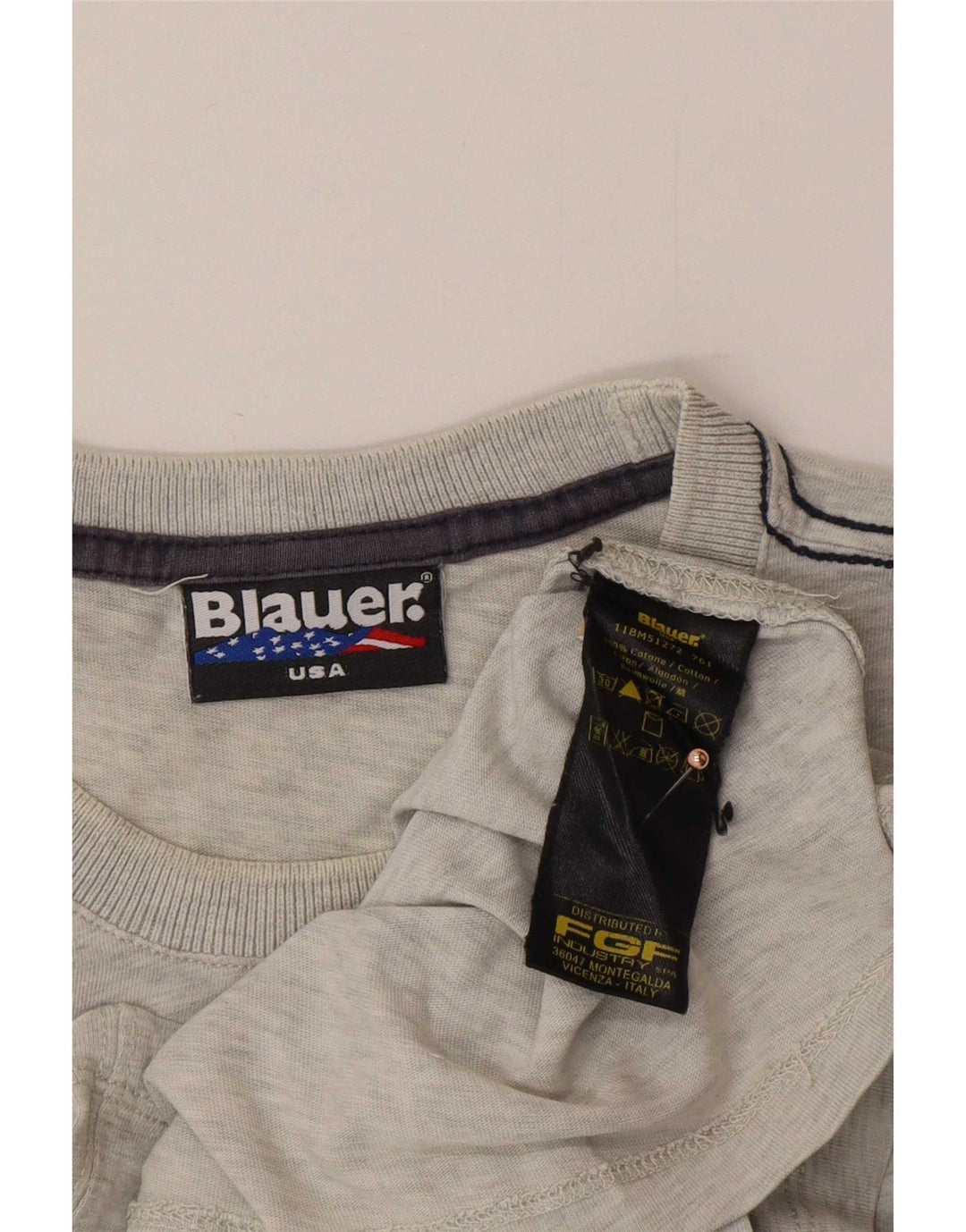 Męska koszulka z grafiką Blauer, średnia szara bawełna
