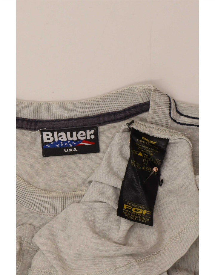 Męska koszulka z grafiką Blauer, średnia szara bawełna