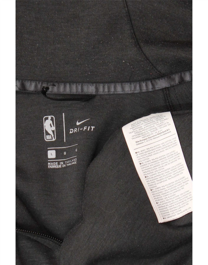NBA Męski sweter z kapturem i grafiką NBA, duży, szary, z blokami kolorów, poliester