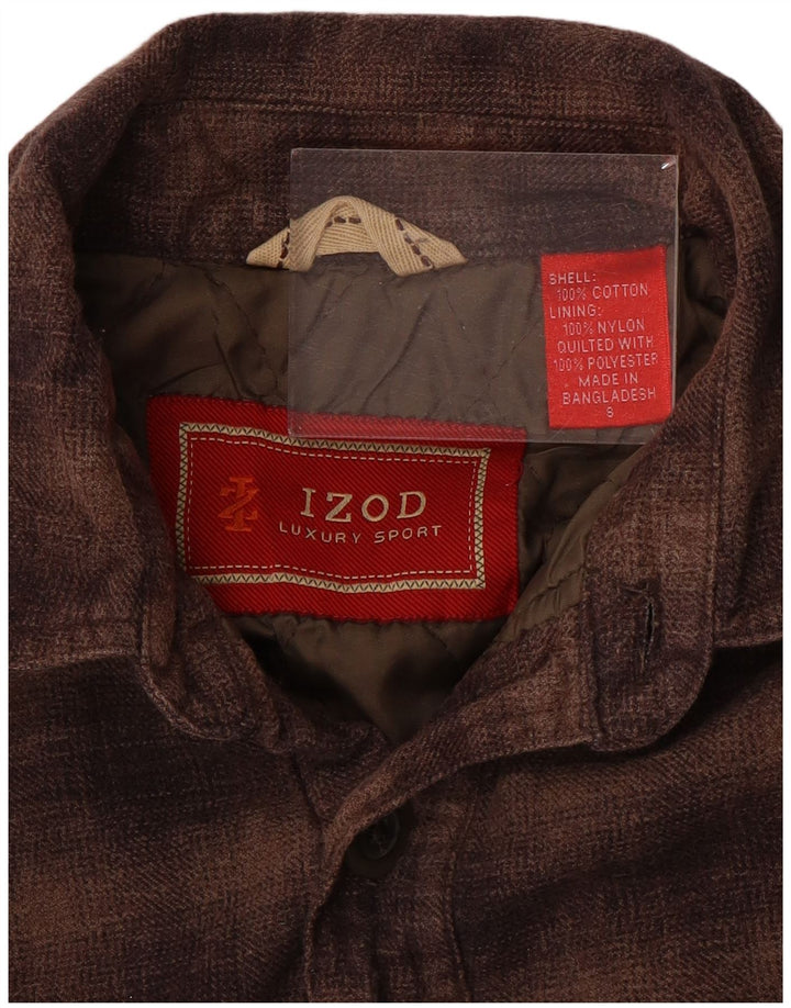 IZOD Męska koszula flanelowa drwal, mała, brązowa, bawełniana krata