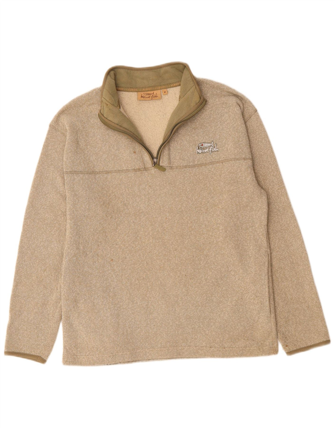 Męski sweter z zamkiem błyskawicznym WEIRD FISH, średni beżowy poliester