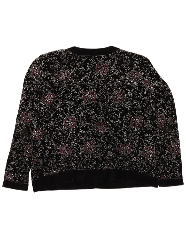 YESSICA Damska marynarka oversize zapinana na 6 guzików, EU 46 XL, czarna w kwiaty