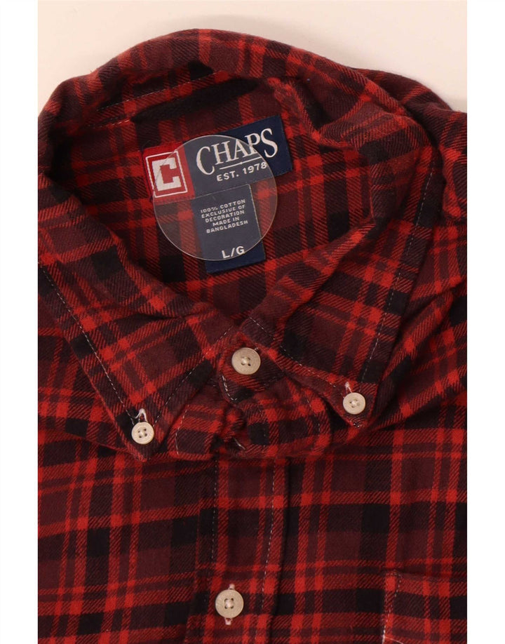 Męska koszula flanelowa Chaps, duża, bordowa, bawełniana w kratę