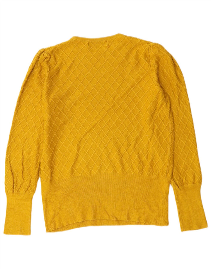 Marks & Spencer Damski sweter z okrągłym dekoltem, UK 10, mała żółta kratka