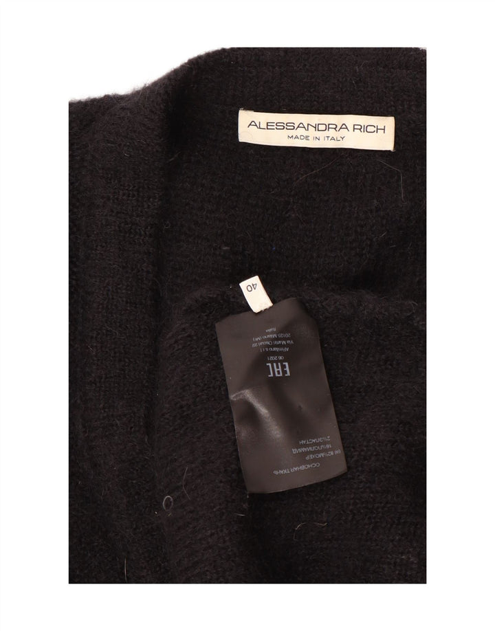 Alessandra Rich Damski sweter oversize IT 40 Small Black Moher