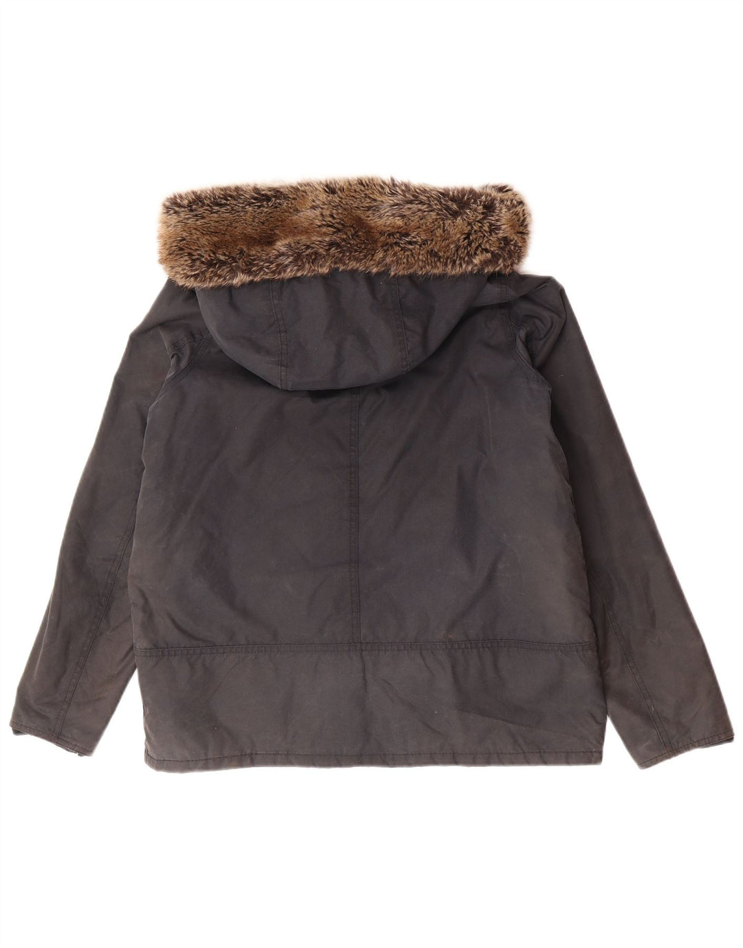 Damska kurtka z kapturem, oversize, woskowana, BARBOUR UK 12, średnia, granatowa, bawełniana