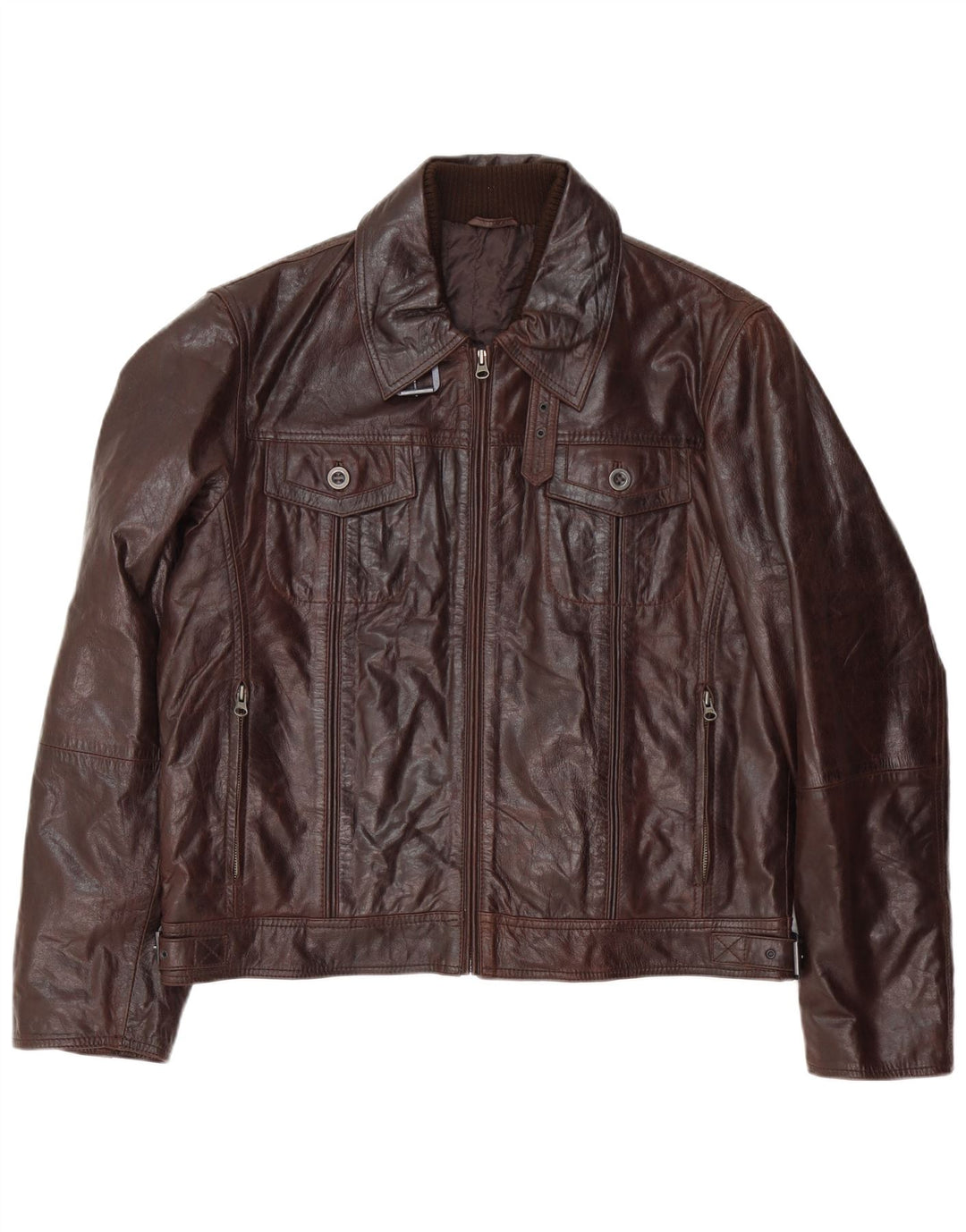Vintage męska kurtka skórzana bomber IT 54 2XL brązowa skóra